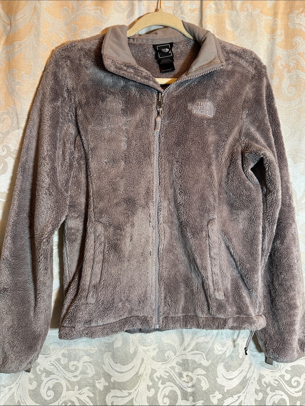 The North Face Women’s Grey Plush Full-Zip Teddy Jacket